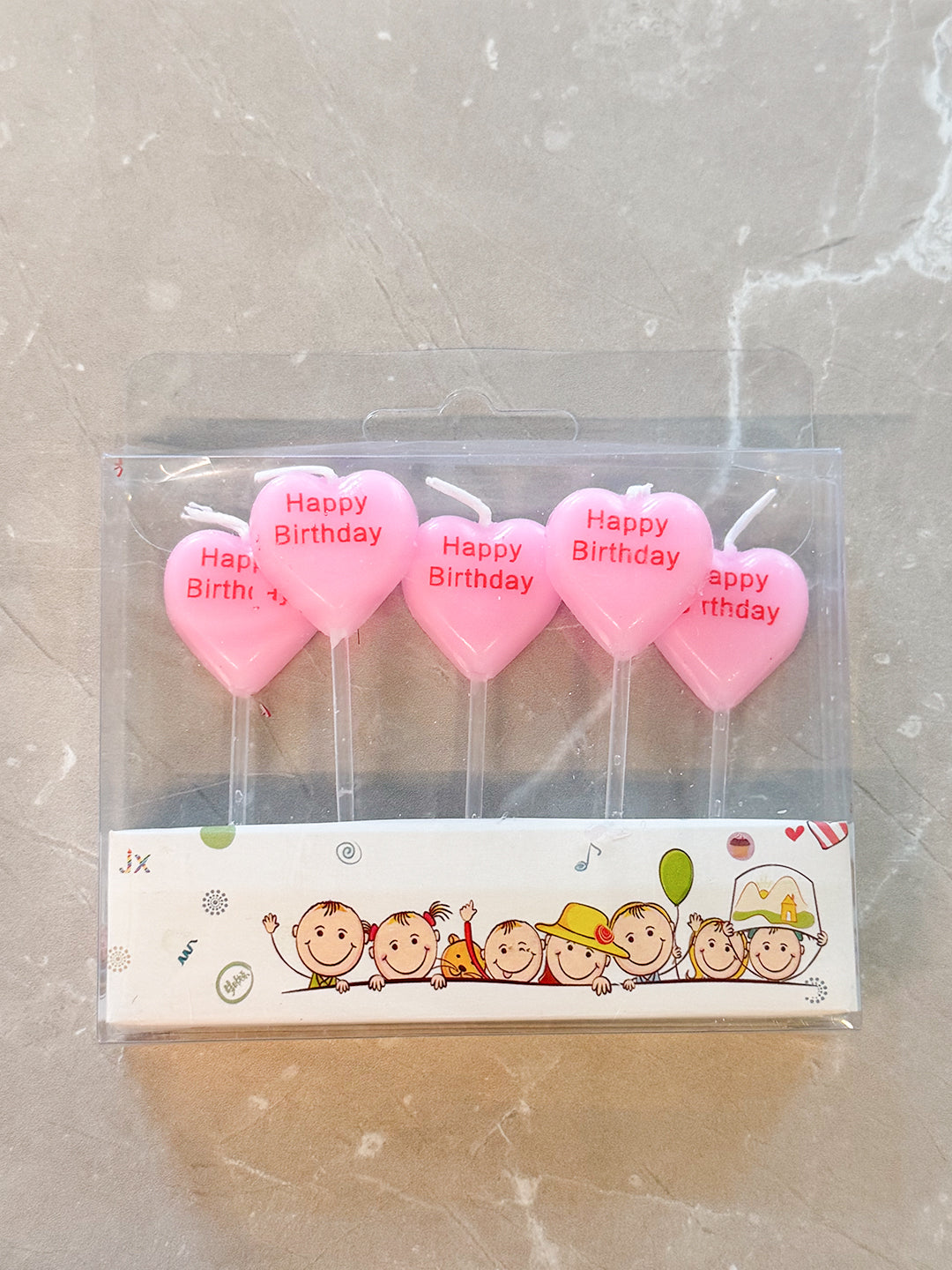 HBD Pink Heart Candles