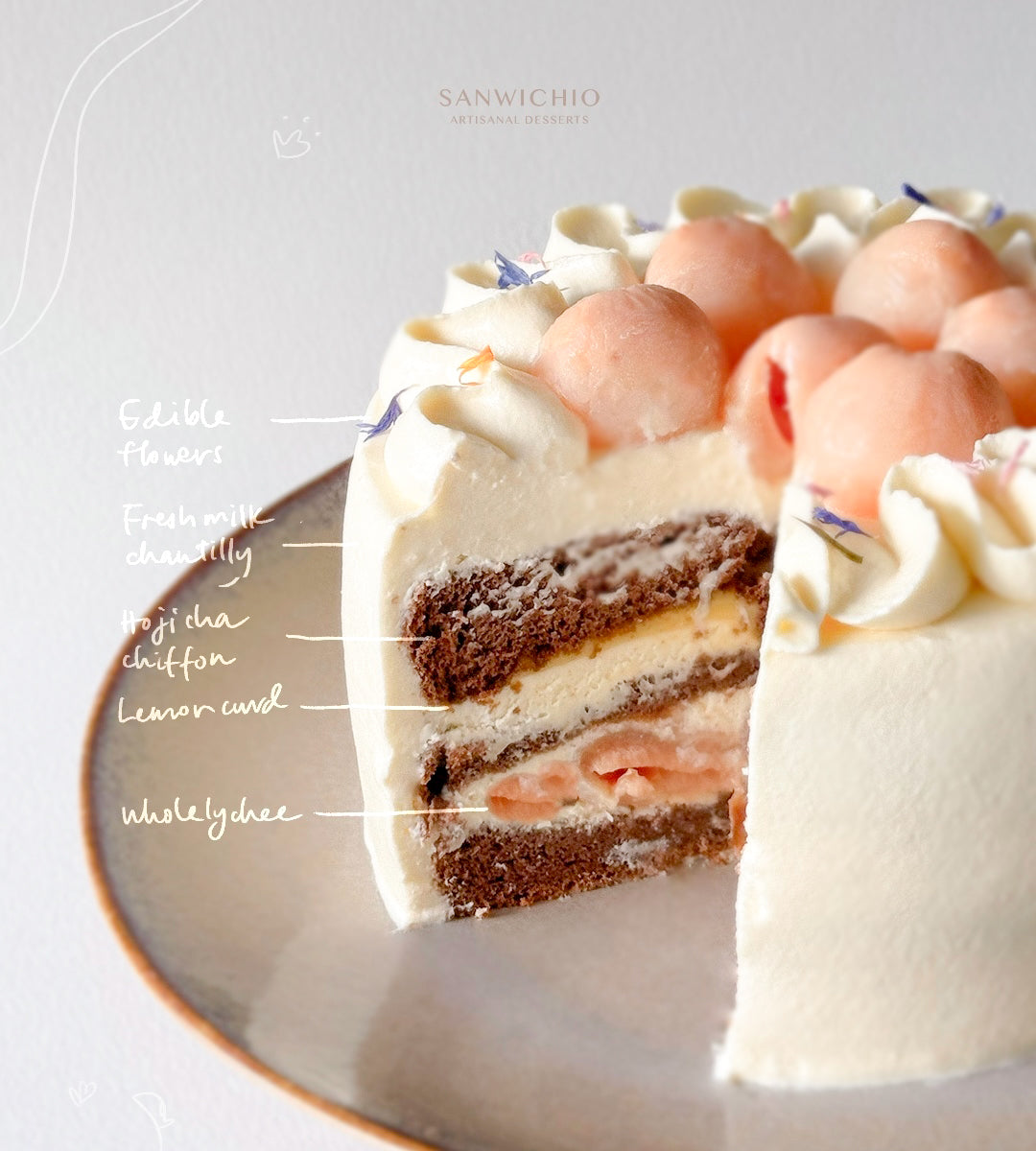 Hojicha Lime Lychee Wholecake