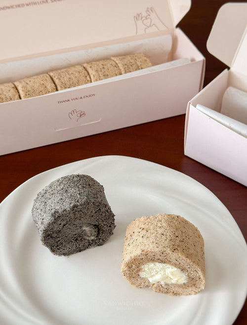 Black Sesame Mochi Cake Roll
